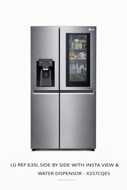 LG Refrigerator 635L Side by Side with InstaView & Water Dispenser - X257CQES