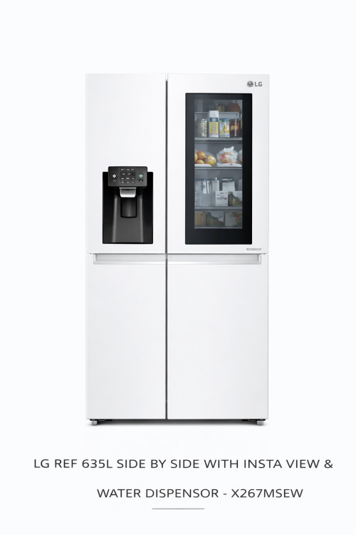 LG Refrigerator 635L Side by Side with InstaView & Water Dispenser - X267MSEW